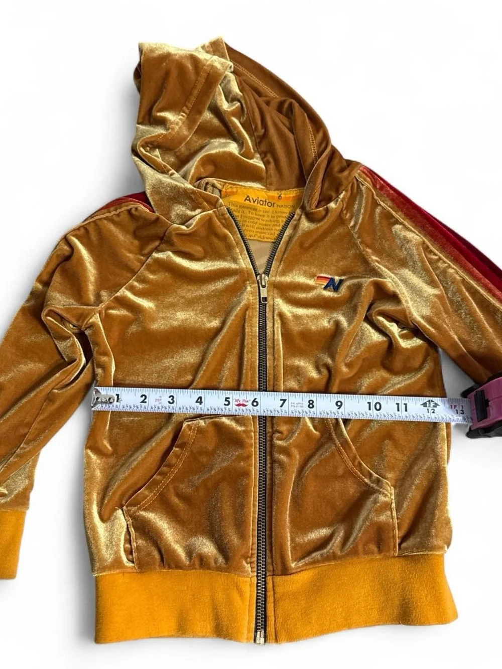 Kids Aviator Nation Mustard Velour Zip Hoodie Jacket